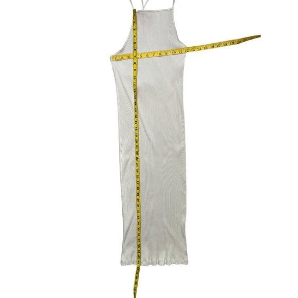 Zara Beige Ribbed Knit Midi Dress Small – Square Neck Crisscross Back - Picture 12 of 12